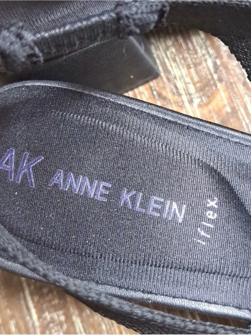 Anne Klein Black Knit Pointed Slingback Heels